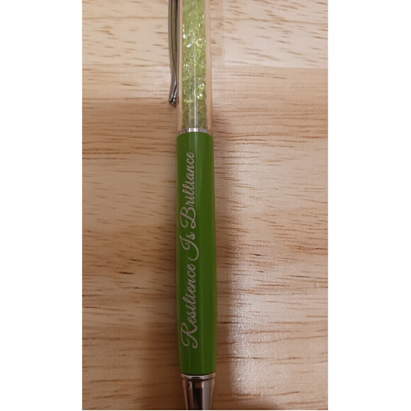 Hand Engraved Quote Pen In Lime Green - Picture 3 of 6